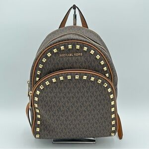 Michael Kors Brown with Tan Accents Abbey Studded Backpack